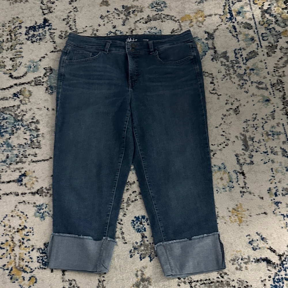 Style & Co. Dark Blue Cuffed Cropped Jeans